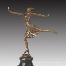 Sports Figure Statue Skating Lady Bronze Sculpture TPE-1025